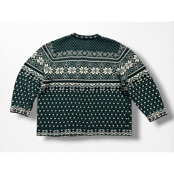 Vintage LL Bean Cotton Fair Isle Cardigan, Size 2X - Picture 6 of 11
